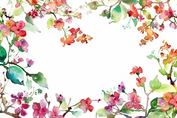 Wall Mural - Watercolor flowered frame for scrping design on white background. Loop animation.