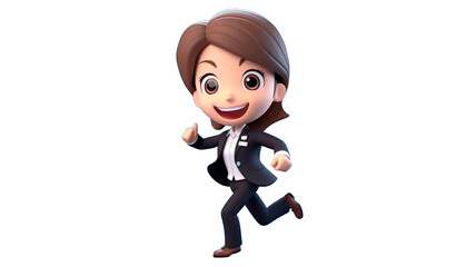 Wall Mural - Smiling 3d cartoon character businesswoman with thumb up isolated on transparent background.


