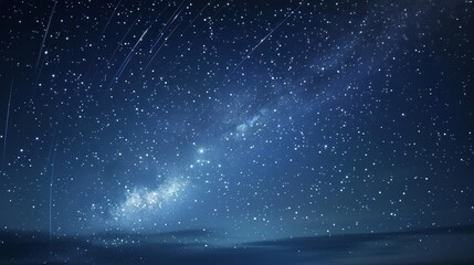 Celestial bodies streak across night sky leaving stardust trails wallpaper