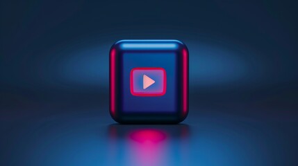 Wall Mural - intro video play button image blue color