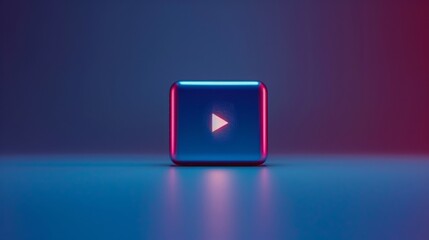 Wall Mural - intro video play button image blue color