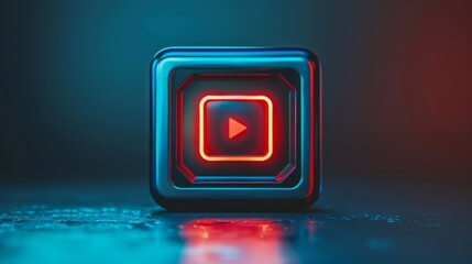 Wall Mural - intro video play button image blue color