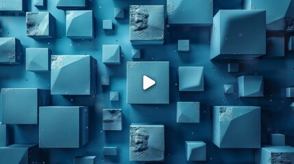Wall Mural - intro video play button image blue color