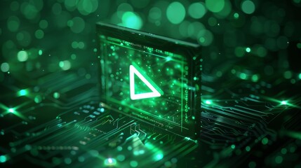 Wall Mural - green play button intro switch triangle environment
