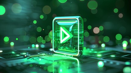 Wall Mural - green play button intro switch triangle environment
