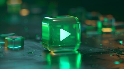 Wall Mural - green play button intro switch triangle environment