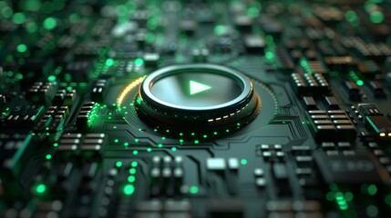 Wall Mural - green play button intro switch triangle environment