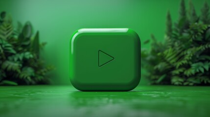 Wall Mural - green play button intro switch triangle environment