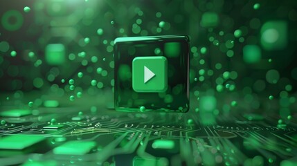 Poster - Green play button intro switch triangle environment 