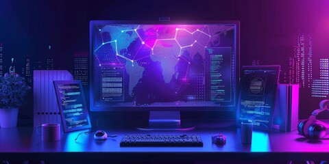 technology background with code