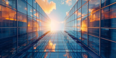 Wall Mural - sunset over the city