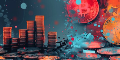 Wall Mural - Money finance abstract bitcoin