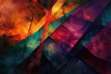 Canvas Print - horizontal image of a colourful geometric abstract painting background