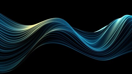 Wall Mural - Digital technology blue and cyan flowing lines poster web page PPT background