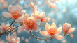 Blooming magnolia branch. Spring background for greeting card, banner design, website