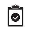 Approval check mark icon, clipboard with checkmark icon.