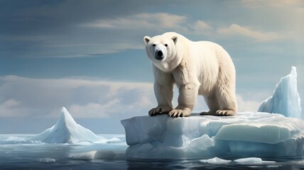 Wall Mural - A polar bear perched atop an iceberg