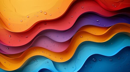 Wall Mural - A colorful wave with a rainbow background