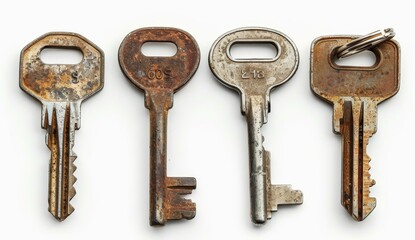 rusty shed keys isolated on a white background