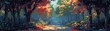 © sukrit - Create a pixel art image of a forest path in the fall