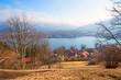 viewpoint Leeberg hill, Rottach-Egern at the opposite lakeside Tegernsee