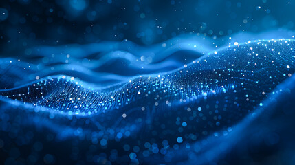 Wall Mural - 3D rendering of abstract digital wave with particles and depth of field