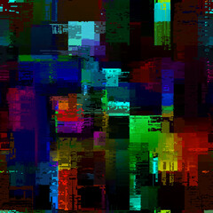 Aufkleber - Creative glitch texture. Seamless vector pattern. Grunge glitch dark colours background