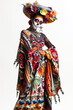Full body shot off colourful mexican colours and patterned mexican designs, in a vintage retro faded style. AI Generative