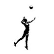 Volleyball player, woman, female team sport athlete, isolated vector silhouette
