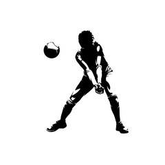 Wall Mural - Volleyball player, woman, female team sport athlete, isolated vector silhouette