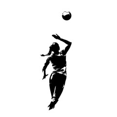 Wall Mural - Volleyball player, woman, female team sport athlete, isolated vector silhouette