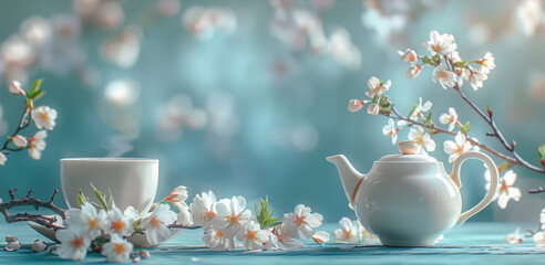 Wall Mural - A Cup of Coffee and Saucer on Table