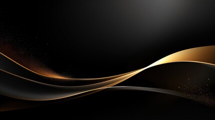 Canvas Print - Luxurious black background adorned with golden lines, light ray effects, and bokeh decoration