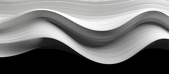 Wall Mural - Abstract black and white horizontal paper strip with a wave like pattern Provides a textured copy space background