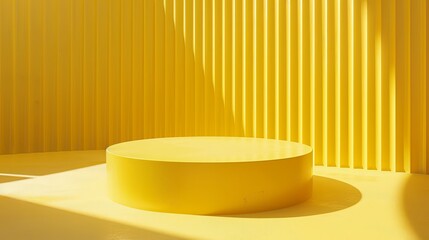 Sticker - 3D Render of Abstract Yellow Composition with Podium background