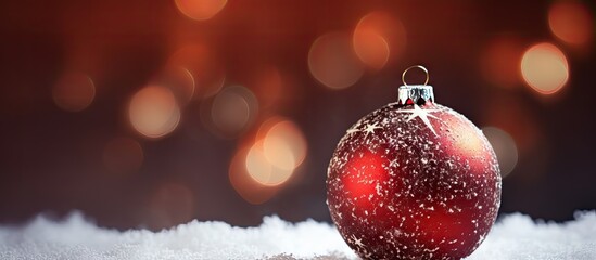 Wall Mural - a red christmas ornament with white accents on a festive glittery background creating a shallow dept