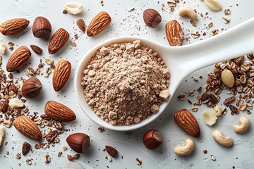 Canvas Print - Mixed Nut Powder in a white spoon