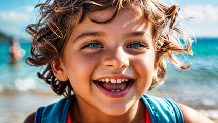 Wall Mural - Happy child having fun on summer vacation
