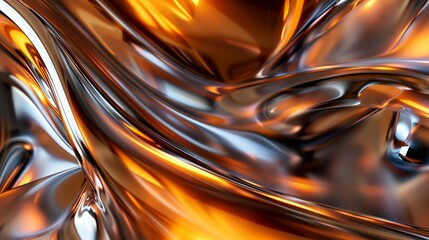 Canvas Print - 3d rendering of abstract metallic wavy background with some smooth lines in it