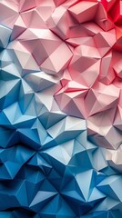 Canvas Print - White, Blue and Pink Polygonal Surface with Triangular Pyramids. Modern, Bright