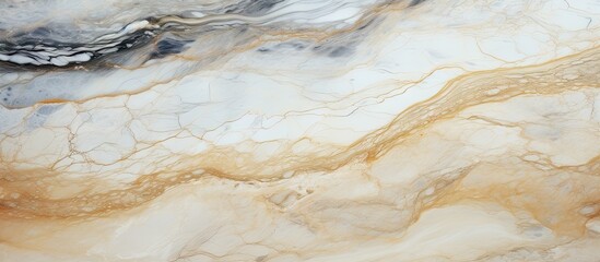 Wall Mural - close up of a beige and white natural marble texture serving as a wallpaper or background in a copy 