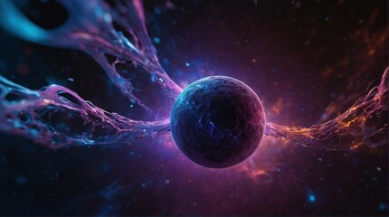 Abstract pink balck and blue colors background illustration. Vibrant science, space, galaxy, energy, dark matter wallpaper design concept.