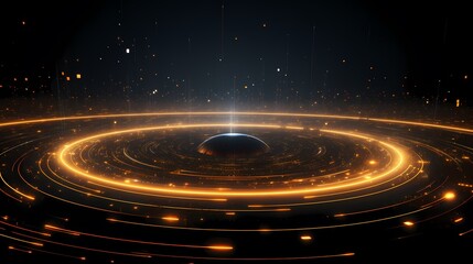 Wall Mural - Digital technology black gold glowing circle poster PPT background