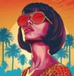 Woman With Sunglasses and Palm Trees