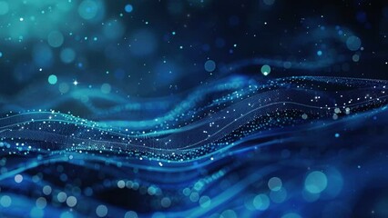 Wall Mural - digital technology background. futuristic technology wave background. blue background with glowing p