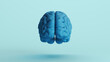 Blue human brain anatomy organ intelligence neurology think mind soft tones background front view 3d illustration render digital rendering	