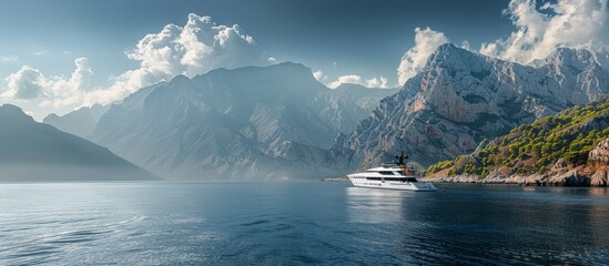 Wall Mural - Large White Boat in Body of Water