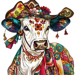 Wall Mural - Cow ethnic