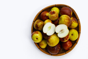 Sticker - Fresh jujube fruit on white background