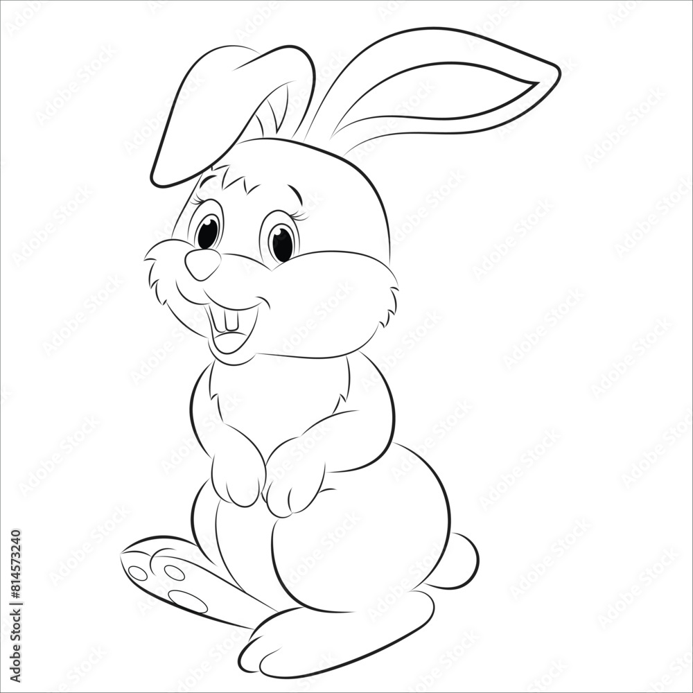 cute rabbit coloring page for kids vector Stock Vector | Adobe Stock